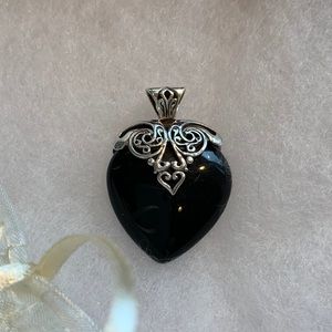 Sterling silver and onyx heart pendant